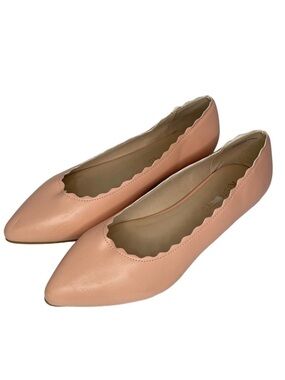 NEW Restricted Pointy Toe Flats Balletcore Slip On Scalloped Peachy Pink Sz 8.5